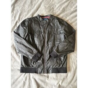 Legendary Goods Mens Black Coated Quilted Bomber Jacket Plaid Lined Large
